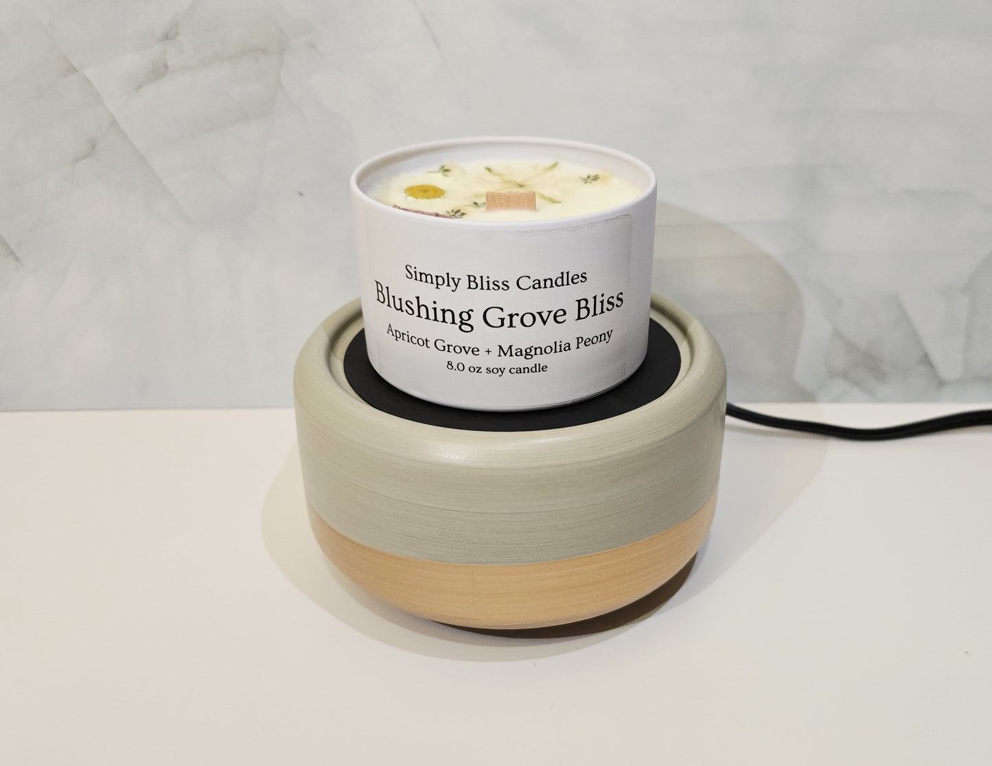 2-in-1 Fragrance Warmer Plate – Gray & Gold Accent