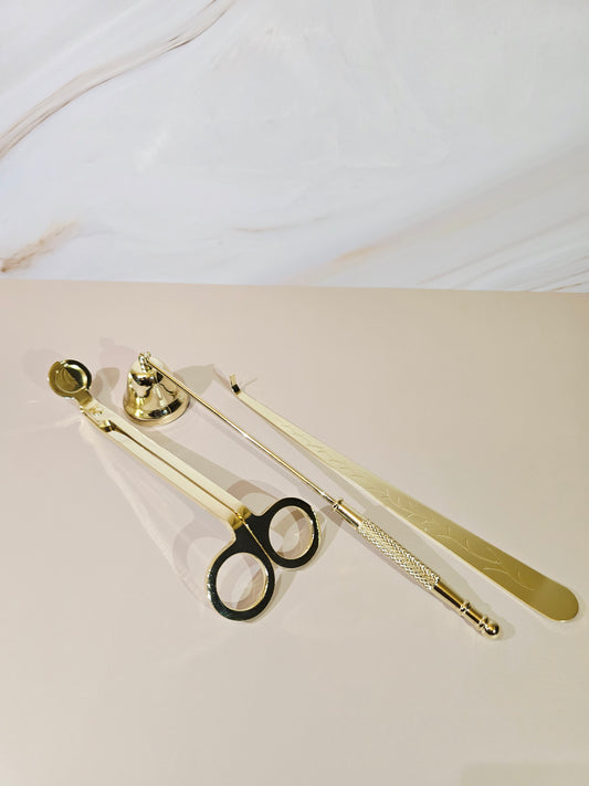Gold Candle Wick Trimmer Set – 3 Piece Stainless Steel Kit