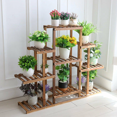 9-Tier Plant Shelf – Pine Wood