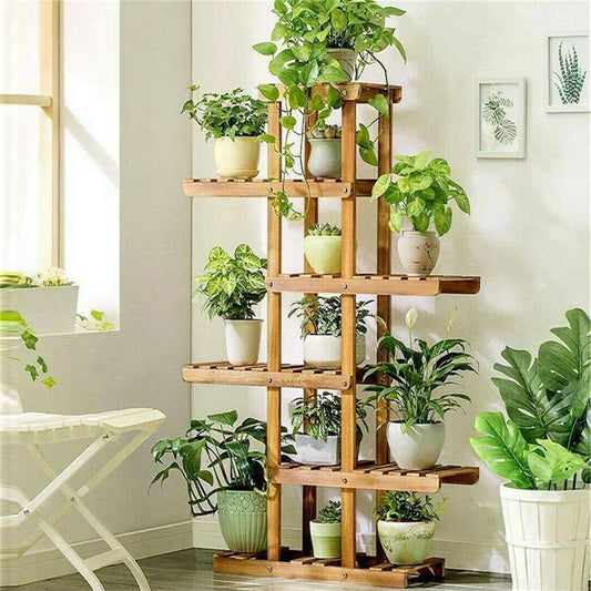 6-Tier Wooden Plant Stand – Solid Pine Shelf