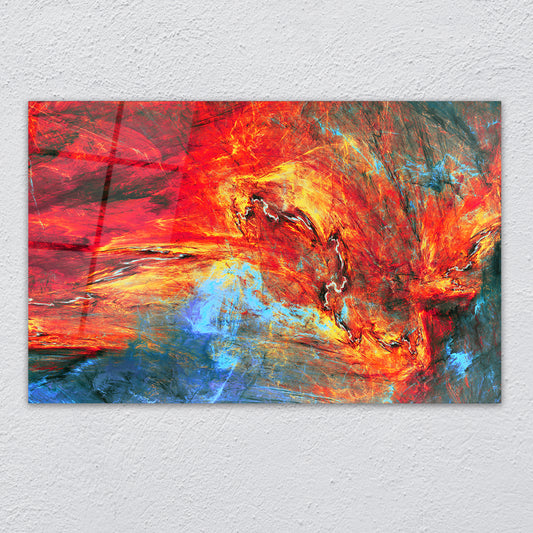Abstract Red & Blue Wall Art – Molten Lava Texture Design